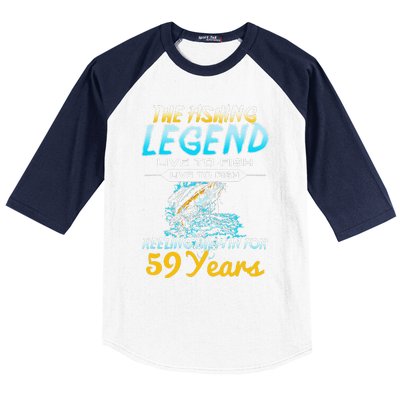 59th Birthday Gift The Fishing Legend 59 Years Fisherman Baseball Sleeve Shirt