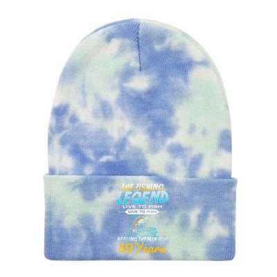 59th Birthday Gift The Fishing Legend 59 Years Fisherman Tie Dye 12in Knit Beanie