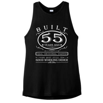 55th Birthday Graphic Built 55 Years Ago Original Parts Ladies PosiCharge Tri-Blend Wicking Tank