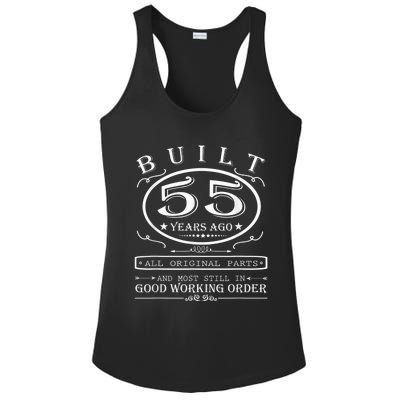 55th Birthday Graphic Built 55 Years Ago Original Parts Ladies PosiCharge Competitor Racerback Tank