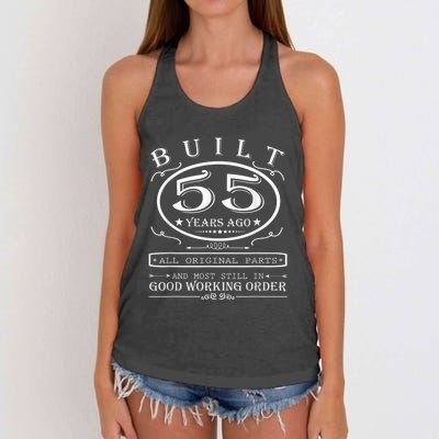 55th Birthday Graphic Built 55 Years Ago Original Parts Women's Knotted Racerback Tank