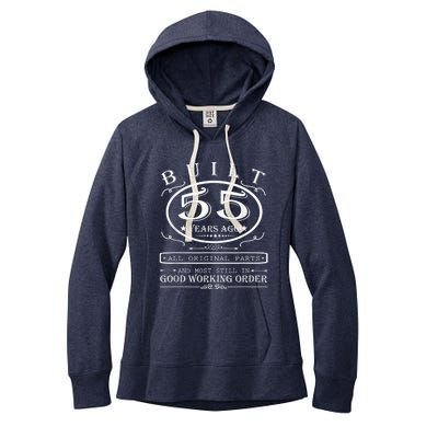 55th Birthday Graphic Built 55 Years Ago Original Parts Women's Fleece Hoodie