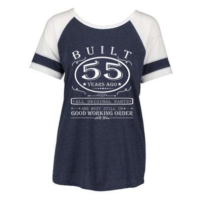 55th Birthday Graphic Built 55 Years Ago Original Parts Enza Ladies Jersey Colorblock Tee