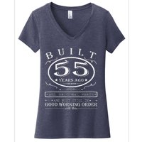 55th Birthday Graphic Built 55 Years Ago Original Parts Women's V-Neck T-Shirt