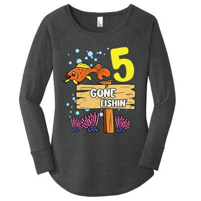 5th Birthday Gone Fishin Sign Underwater Ocean Women's Perfect Tri Tunic Long Sleeve Shirt