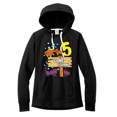 5th Birthday Gone Fishin Sign Underwater Ocean Women's Fleece Hoodie