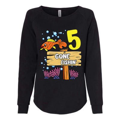 5th Birthday Gone Fishin Sign Underwater Ocean Womens California Wash Sweatshirt