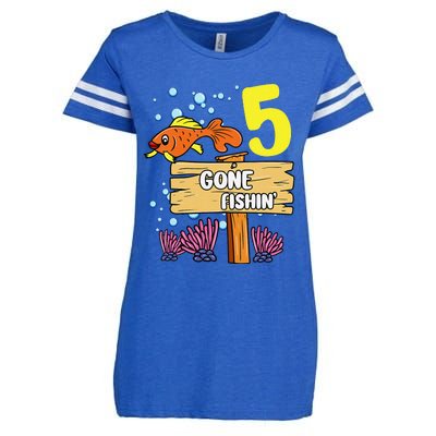 5th Birthday Gone Fishin Sign Underwater Ocean Enza Ladies Jersey Football T-Shirt