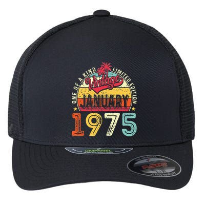 50th Birthday Gift Vintage January 1975 Flexfit Unipanel Trucker Cap