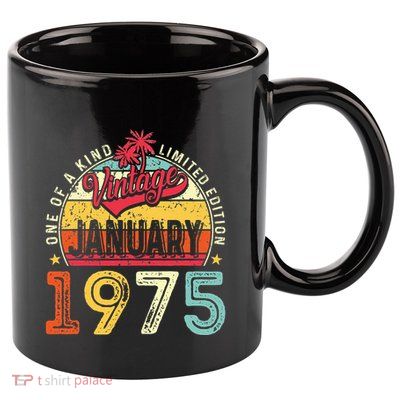 50th Birthday Gift Vintage January 1975 11oz C Handle Ceramic Mug