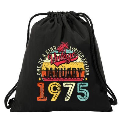 50th Birthday Gift Vintage January 1975 Drawstring Bag