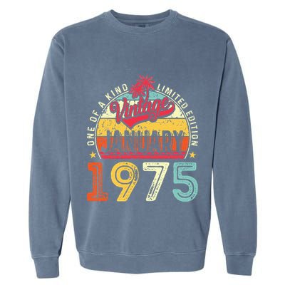 50th Birthday Gift Vintage January 1975 Garment-Dyed Sweatshirt