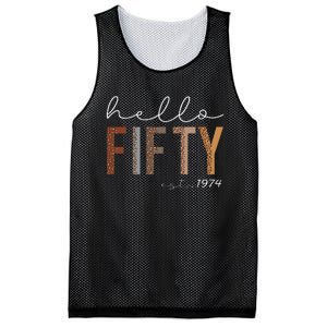 50th Birthday Hello Fifty Hello 50 Est. 1974 Mesh Reversible Basketball Jersey Tank