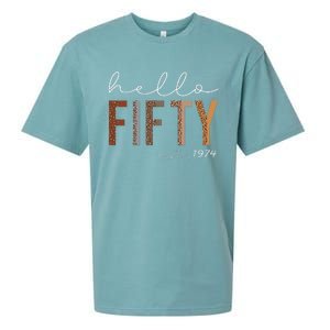 50th Birthday Hello Fifty Hello 50 Est. 1974 Sueded Cloud Jersey T-Shirt