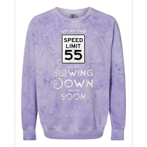 55th Birthday Idea Speed Limit Sign 55 mph Funny Driving Colorblast Crewneck Sweatshirt