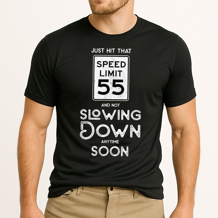 55th Birthday Idea Speed Limit Sign 55 mph Funny Driving Performance Shirt