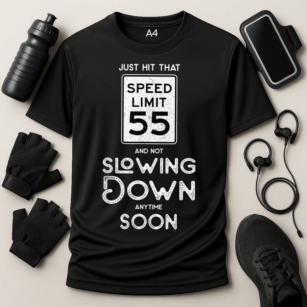 55th Birthday Idea Speed Limit Sign 55 mph Funny Driving Performance Shirt