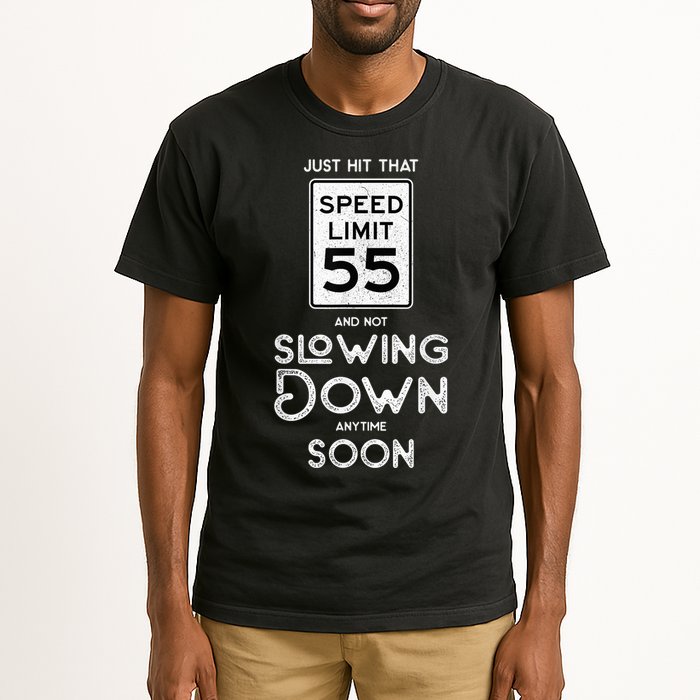 55th Birthday Idea Speed Limit Sign 55 mph Funny Driving Tall T-Shirt