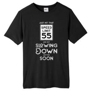 55th Birthday Idea Speed Limit Sign 55 mph Funny Driving Tall Fusion ChromaSoft Performance T-Shirt