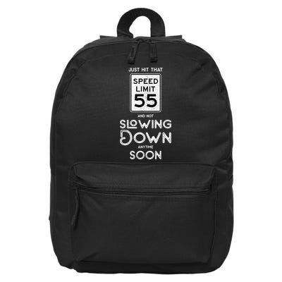 55th Birthday Idea Speed Limit Sign 55 mph Funny Driving 16 in Basic Backpack