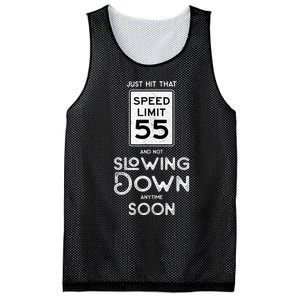 55th Birthday Idea Speed Limit Sign 55 mph Funny Driving Mesh Reversible Basketball Jersey Tank