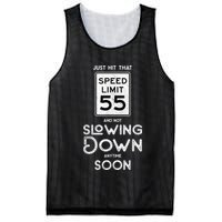 55th Birthday Idea Speed Limit Sign 55 mph Funny Driving Mesh Reversible Basketball Jersey Tank