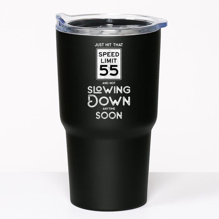 55th Birthday Idea Speed Limit Sign 55 mph Funny Driving Tumbler