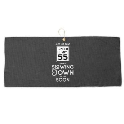 55th Birthday Idea Speed Limit Sign 55 mph Funny Driving Large Microfiber Waffle Golf Towel