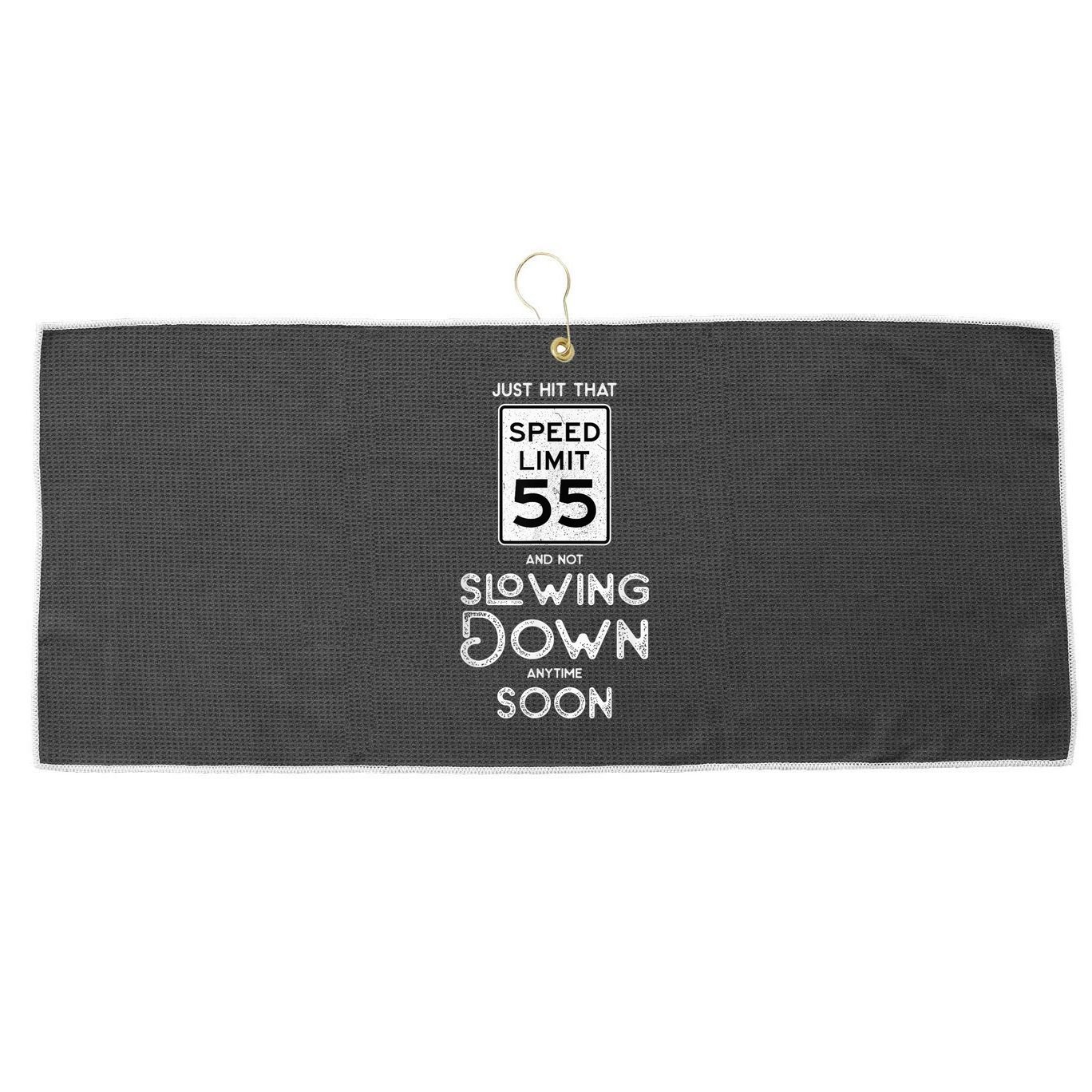 55th Birthday Idea Speed Limit Sign 55 mph Funny Driving Large Microfiber Waffle Golf Towel