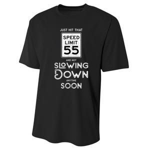 55th Birthday Idea Speed Limit Sign 55 mph Funny Driving Performance Sprint T-Shirt