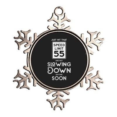 55th Birthday Idea Speed Limit Sign 55 mph Funny Driving Metallic Star Ornament