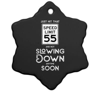 55th Birthday Idea Speed Limit Sign 55 mph Funny Driving Ceramic Star Ornament