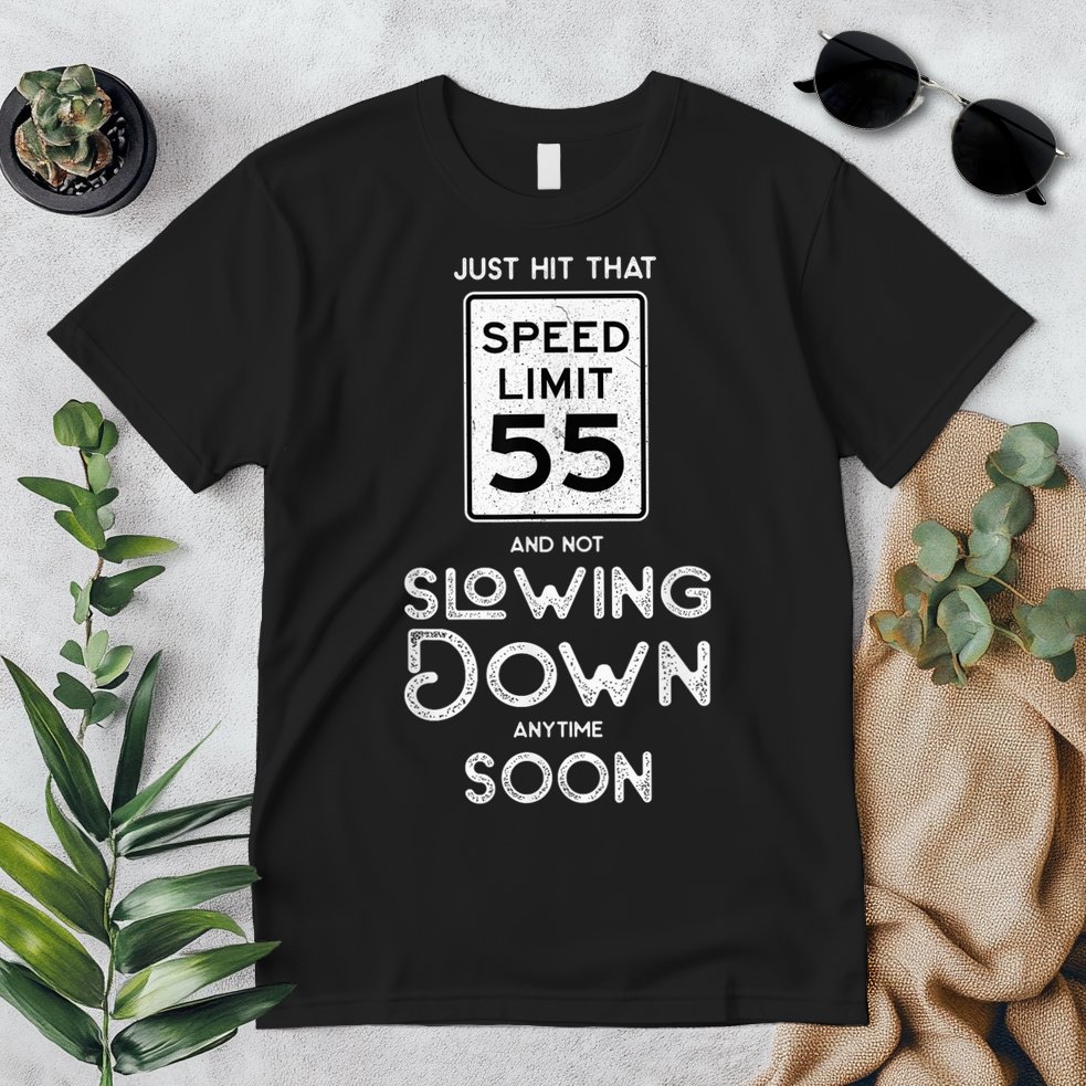 55th Birthday Idea Speed Limit Sign 55 mph Funny Driving Premium T-Shirt