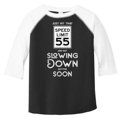 55th Birthday Idea Speed Limit Sign 55 mph Funny Driving Toddler Fine Jersey T-Shirt
