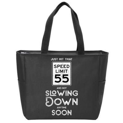 55th Birthday Idea Speed Limit Sign 55 mph Funny Driving Zip Tote Bag
