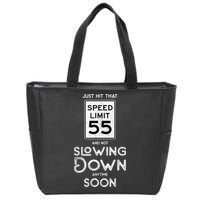 55th Birthday Idea Speed Limit Sign 55 mph Funny Driving Zip Tote Bag