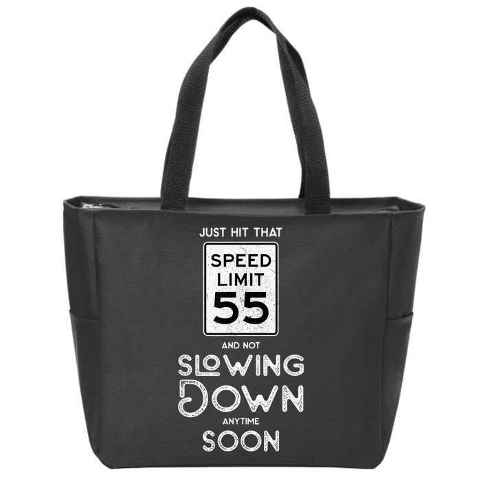 55th Birthday Idea Speed Limit Sign 55 mph Funny Driving Zip Tote Bag