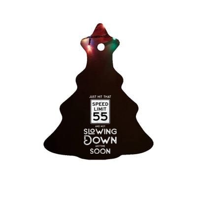 55th Birthday Idea Speed Limit Sign 55 mph Funny Driving Ceramic Tree Ornament