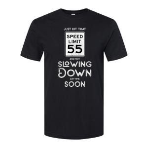 55th Birthday Idea Speed Limit Sign 55 mph Funny Driving Softstyle CVC T-Shirt