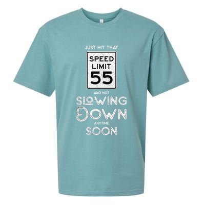 55th Birthday Idea Speed Limit Sign 55 mph Funny Driving Sueded Cloud Jersey T-Shirt