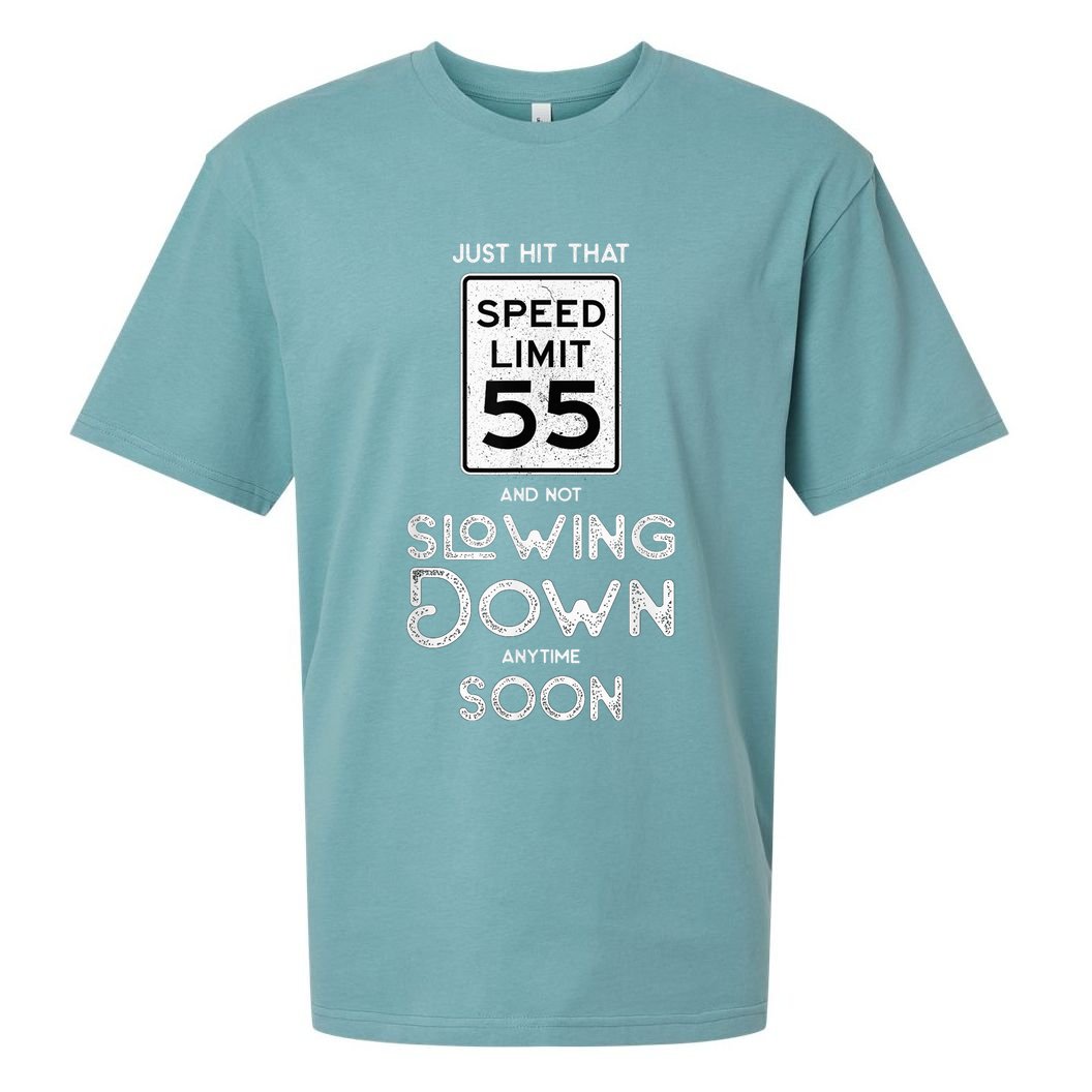 55th Birthday Idea Speed Limit Sign 55 mph Funny Driving Sueded Cloud Jersey T-Shirt
