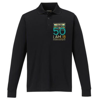 50Th Birthday I Am Not 50 18 With 32 Years Of Experience Performance Long Sleeve Polo