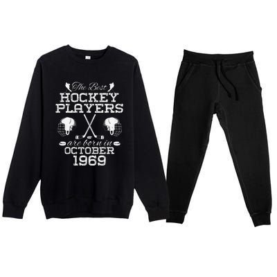 55th Birthday In December 1969 Best Hockey Players Premium Crewneck Sweatsuit Set