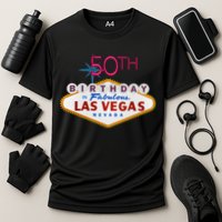 50th Birthday In Las Vegas Classic Sign Cooling Performance Crew T-Shirt