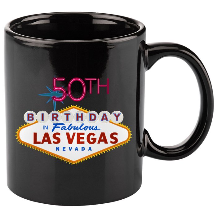 50th Birthday In Las Vegas Classic Sign 11oz C Handle Ceramic Mug