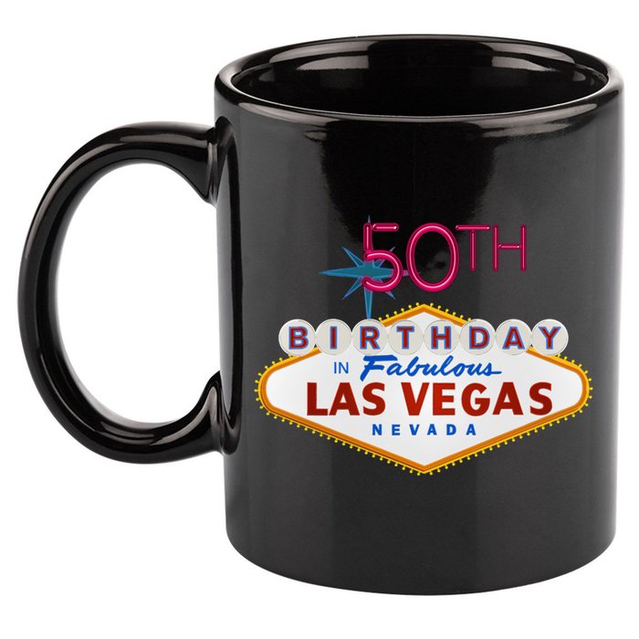 50th Birthday In Las Vegas Classic Sign 11oz C Handle Ceramic Mug