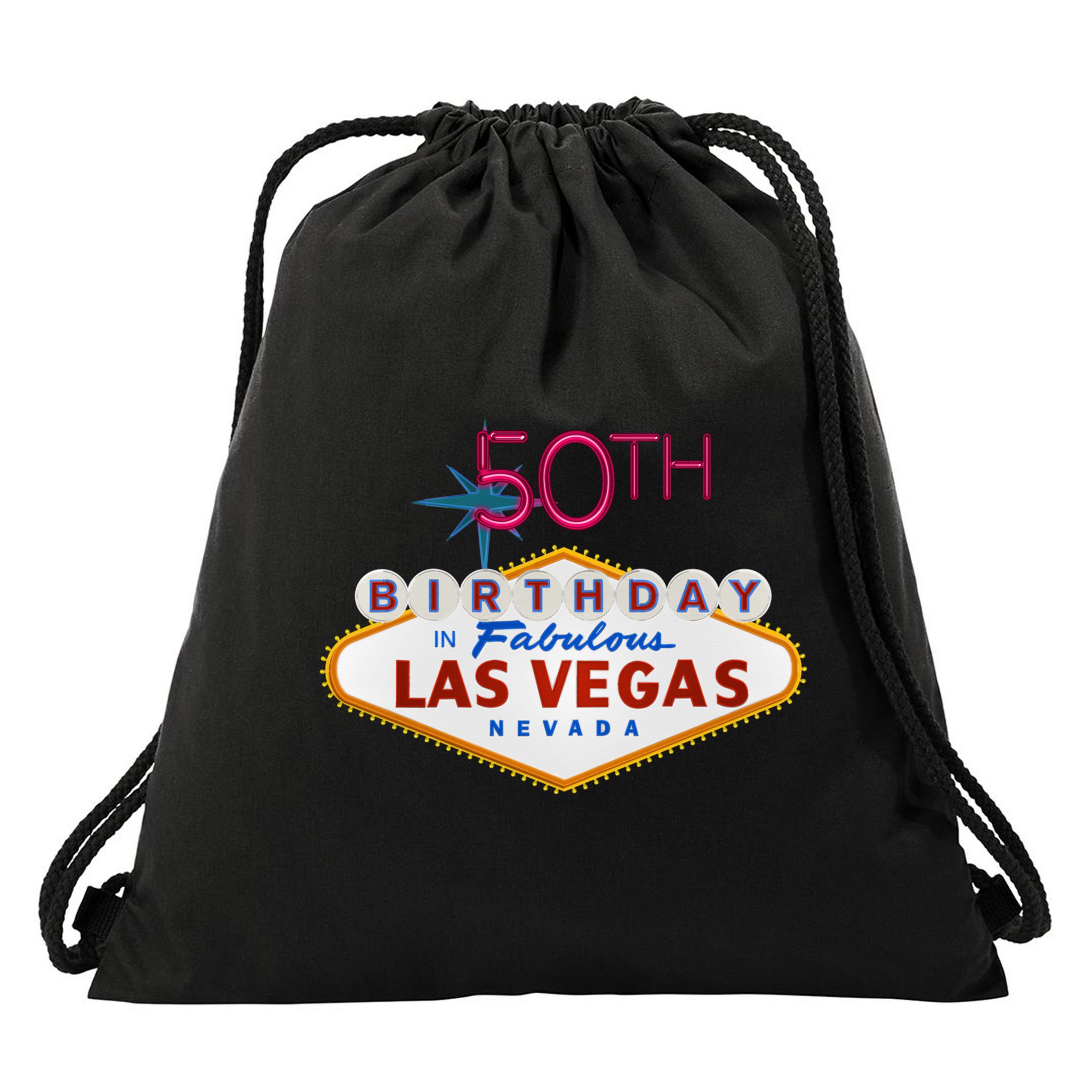 50th Birthday In Las Vegas Classic Sign Drawstring Bag