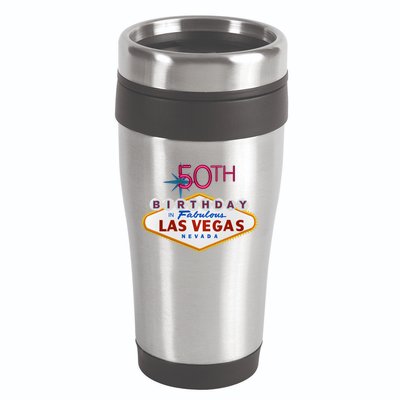 50th Birthday In Las Vegas Classic Sign 16oz Travel Tumbler