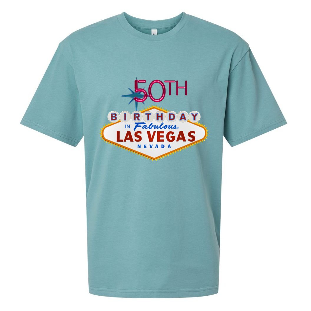 50th Birthday In Las Vegas Classic Sign Sueded Cloud Jersey T-Shirt