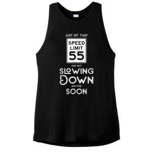 55th Birthday Idea Speed Limit Sign 55 mph Funny Driving Ladies PosiCharge Tri-Blend Wicking Tank